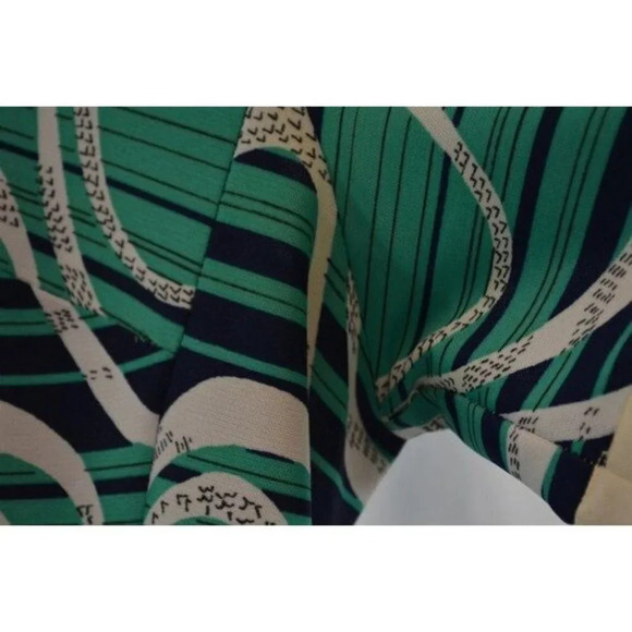 Vintage 1960s/70s Charles Carroll Dress Green Blue  Wave Pattern - Picture 5 of 9